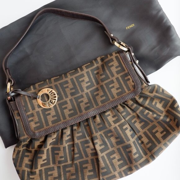 Authentic Preowned Vintage Fendi Brown Zucca Chef Shoulder Bag - Picture 1 of 16